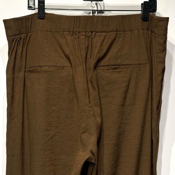 Vince Linen High Waist Pants Brown Pull On Pockets Women's Size XL - Picture 4 of 13
